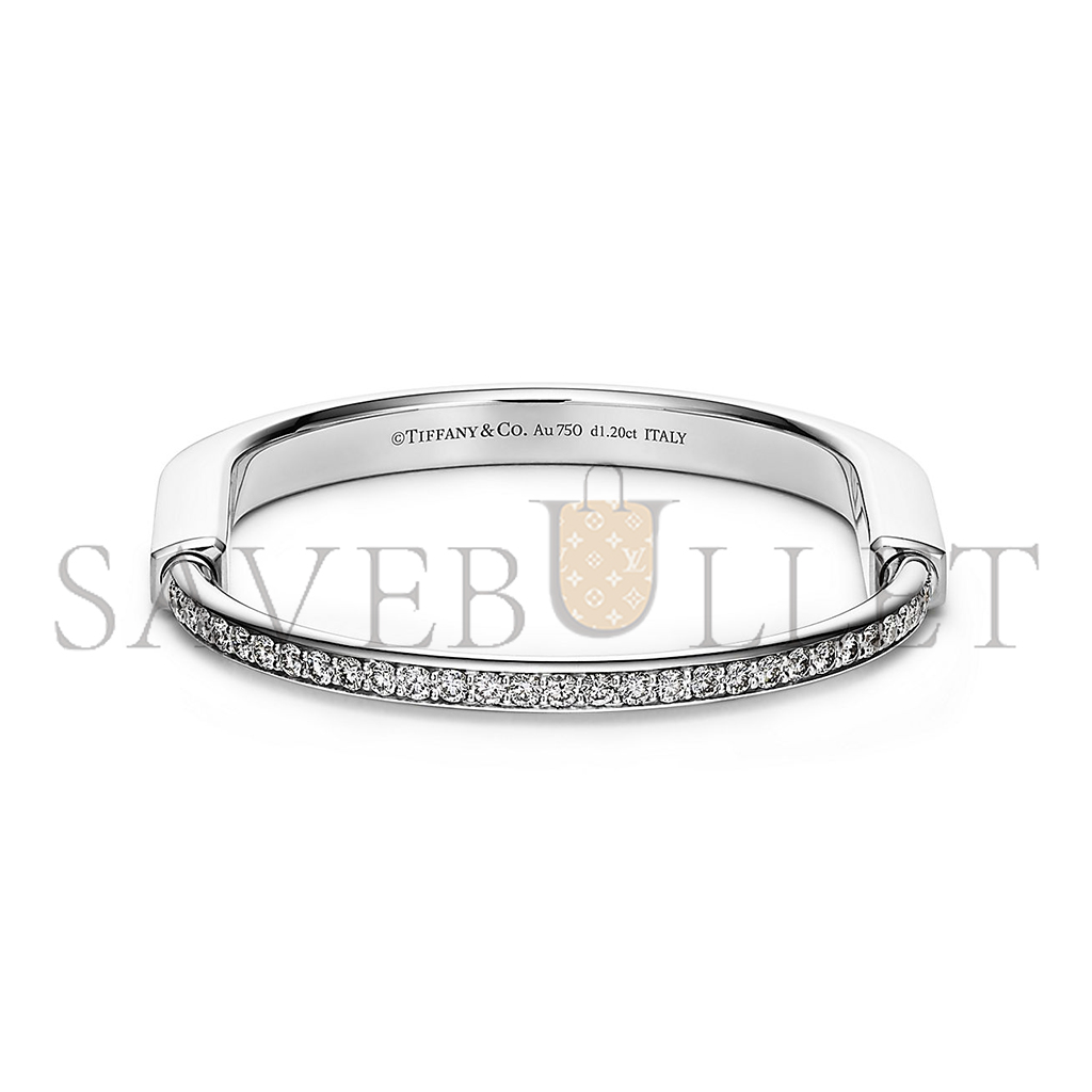 TIFFANY LOCK BANGLE IN WHITE GOLD WITH HALF PAVÉ DIAMONDS 